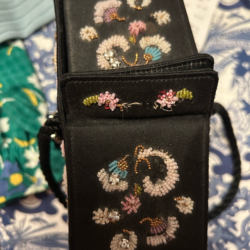 Vintage French Embroidered Black Evening Bag - Picture 7 of 8